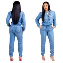Salopette lunga in denim da donna G171 1