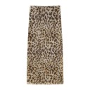 Salsa midi elegante de leopardo para mulheres Saia animal estilosa de cintura alta Saia fluida estampada para outono primavera noite cidade 2