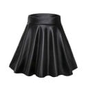 Salsa preta em miniatura para senhora em pele sintética com cintura alta Saia curta elástica até à cintura Saia PU sexy Slim fit para um visual 1