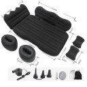 Saltea gonflabilă pentru mașină 128 x 77 x 12 cm Neagră PVC + strat de fleece Pompare manuală Cu suporturi pentru cap Protector și pompă Set de călătorie 2