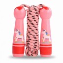 Salto per bambini con motivo unicorno Manici in legno Corda in cotone morbido 2,7 m Lunghezza regolabile Per bambini fino a 160 cm Rosa 1