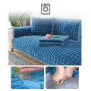 Sametový potah na pohovku protiskluzový plyšový 110 x 210 cm kostkovaný flanelový pratelný v pračke na gauč i sedačku do obývacej izby 18