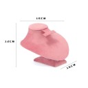 Sametstativ för halsband och örhängen 16 × 16 × 12 cm rosa sammet dekoltstativ för smycken med hållare för örhängen 2
