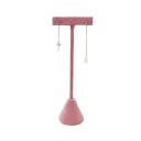 Sametstativ til øreringe T-form 16 × 4 cm rosa sammet smykkestativ bordholder til udstilling af øreringe 1