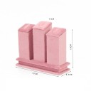 Sametstativ til ringe 3 i 1 rosa sammet 13 × 10 × 4,5 cm præsentationsstativ til smykker ringholder 2