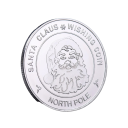 Samlarmynt i silver med jultomte Jubileumsmynt med julönskningar Dubbelsidigt julmynt med jultomte och renar 4 cm 1