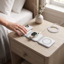 Sammenfoldelig magnetisk trådløs oplader 3i1 med USB-C kabel 1 m til iPhone Apple Watch og AirPods 15 W Hvid Rejseopladningsstation 5