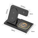 Sammenfoldelig trådløs opladningsstation 3i1 15 W med LED-belysning til Samsung Galaxy telefon, ur og Buds USB-C Sort til natbordet 7