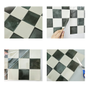 Samolepicze płytki na ścianę 10 sztuk o wymiarach 26,7 x 26,7 cm w wzór szachownicy do kuchni i łazienki z błyszczącą przestrzenną powierzchnią 3