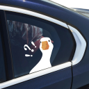 Samolepka na auto kachna s otazníkem 12x11,7 cm Vtipná nálepka Vozidlová dekorace Exteriérový tuning doplněk Karoserie a sklo 3