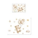 Samolepka na zeď 54,7 x 39,1 cm Medvedík s hnedými balónikmi Priesvitný matný vinyl Dekorácia do detskej izby Roztomilá nástenná ozdoba 1