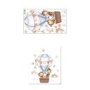 Samolepka na zeď 65,7 x 57 cm Žirafa Zebra a Lev v modrém balonu Průsvitná dětská nástěnná dekorace z matného vinylu do pokoje 1