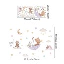 Samolepka na zeď 87,2 x 59 cm Medvedík s králikom v dáždnku Priesvitná detská nástenná dekorácia z matného vinylu Jemná roztomilá výzdoba izby 2