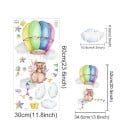 Samolepka na zeď  92 x 42 cm Medvěd, myš a králík v létajícím balonu Průsvitný matný vinyl Roztomilá dekorace do dětského pokoje provedení 2 2