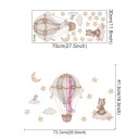 Samolepka na zeď do pokoju dziecięcego 73,3 x 41,3 cm  Niedźwiedź i królik w balonie dekoracja ścienna z przezroczystego winylu łatwa aplikacja 2