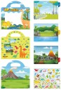 Samolepkový sešit s pozadím dinosaurů 26 x 25,6 cm vinylové samolepky modrý kreativní blok pro děti na hraní a lepení 3
