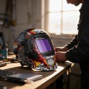 Samostmívací svářečská kukla Optika 1/1/1/1 Zorník 10 x 9,3 cm 4 senzory oblouku Materiál PA Na svařování i broušení 3