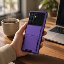 Samsung Galaxy S25 Edge tok lehajtható kártyanyílással PC polikarbonátból Pénztárca tok mobiltelefonhoz A telefon védelmére 17