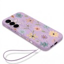 Samsung Galaxy S26 Tok Szilikon Hordozó Pánttal Rajzolt Virágok Lencsevédő Mobil Tok Virágok 9