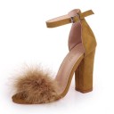 Sandalias de mujer con pelo sintético J2396 14