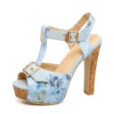 Sandalias de plataforma para mujer con estampado floral 14