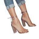 Sandalias de tacón con purpurina para mujer 2