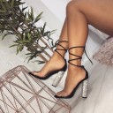 Sandalias de tacón con purpurina para mujer 5