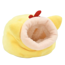 Säng för hamster 12 x 10 x 9 cm Mjuk varm plyschig koja med hönsmotiv Gul boende skydd för små gnagare och smådjur 1