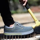 Sapatilhas de segurança com biqueira de aço em estilo de ténis Cabedal em camurça sintética Costuras em contraste Sola plana 4