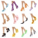 Sapatos e sapatilhas para boneca até 30 cm Conjunto de 12 pares de sapatinhos de plástico Seleção aleatória de estilos e cores Acessório para o jogo 3