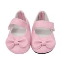 Sapatos para boneca de 43 cm Balerinas com laço na ponta e tira sobre o peito do pé Couro PU brilhante Sola plana Para vestidos e saias 3