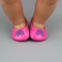 Sapatos para boneca de 43 cm Corte de encaixe com impressão adorável na parte da frente Em pele PU Acessório para vestir bonecas 2
