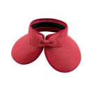 Șapcă de plajă pliabilă din paie pentru femei, cu boruri lățime 54-58 cm, cu fundă, protecție UV, fără partea de sus, primăvară-vară, pentru adulți 14