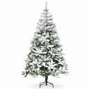 Sapin de Noël artificiel enneigé Branches pliables Hauteur 180 cm Diamètre 105 cm Vert et blanc Support pliable 3 sections Décoration d'intérieur 1