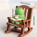 Sapo 6 x 4 cm Decoração japonesa pequena para mesa com caneca e livro 3