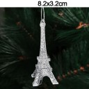 Sarja 5 kpl läpinäkyviä muovisia koristeita Eiffel-torni 8,2 × 3,2 cm Joulun ja ympäri vuoden koristeita joulukuuseen tai sisustukseen 2