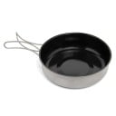 Sartén de camping de titanio Diámetro 15 cm Mango de alambre plegable Gris-negro Para senderismo y trekking Cocina en la naturaleza y en la estufa 1