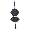 Sartén de teflón negra para hacer waffles de burbujas Waflera con superficie antiadherente Molde para waffles de burbujas Sartén de doble cara para cocina a gas 39 x 21 cm 2