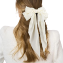 Satin hårsløjfe 36 x 21 cm Elegant hårpynt Damemodetilbehør Blød glans Stilfuld binding Behagelig at have på 4