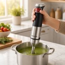 Sauvasekoitin ROJNY 6 v 1 1500 W Sekoitin 500 ml Mittausastia 600 ml Vatkaaja, muussin valmistaja ja maidon vaahdotin Ruostumattomat terät Hopea-musta 6