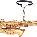 Saxofon nyakpánt 4,5 cm szélesség és 40 cm hosszúság Professzionális puha bőr párnázás alt, tenor, szoprán, bariton saxofonhoz Tartós nylon pánt 2