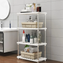 Scaffale di stoccaggio 80 x 42 x 22 cm Scaffale bianco in plastica con 4 ripiani per cucina e bagno Supporto multifunzionale per cosmetici e alimenti 2