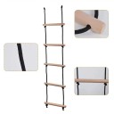 Scara de sfoară pentru copii 160 x 30 cm Lemn de fag și poliester Scara de alpinism cu sfoară pentru utilizare în interior și exterior cu carabine și curele 2