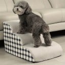 Scări pentru animale de companie cu model în carouri 3 trepte 40x55x35 cm scări textile pentru pat și canapea pentru câini și pisici 3