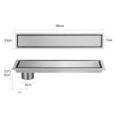 Scarico a pavimento nascosto per bagno con bocca laterale Dimensioni 40 x 10 cm Diametro dello scarico 4 cm 2