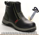 Scarpe antinfortunistiche con punta in acciaio per lavoro con rischi meccanici Cerniera laterale Pelle e pelle PU Suola in gomma con motivo nero 3