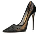 Scarpe col tacco trasparenti da donna con strass 1
