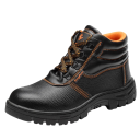 Scarpe da lavoro da uomo alte con lacci in PU pelle gomma nera dettagli arancioni suola resistente per lavoro e uso all'aperto 1