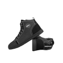 Scarpe da moto unisex nere protettive per la guida su moto in gomma, tessuto e pelle sintetica, costruzione resistente per uso quotidiano 3