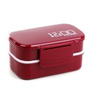 Scatola bento in plastica a due piani per cibo con separatori Cucchiaio e forchetta inclusi Capacità 1400 ml Chiusura con clip 20 x 13 x 10 cm 2